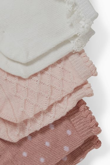 Bébés - Lot de 3 paires - chaussettes pour nouveau-né - rose