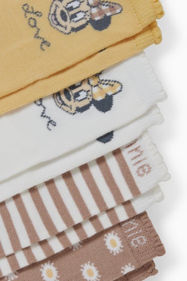 Bebés - Pack de 4 - Minnie Mouse - calcetines con dibujo para bebé - blanco / beis