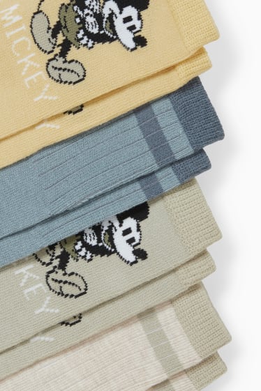 Baby: jongens - Set van 4 paar - Mickey Mouse - babysokken met motief - groen / beige