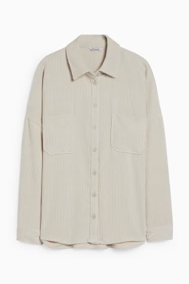 Femmes - CLOCKHOUSE - chemisier en velours - beige clair