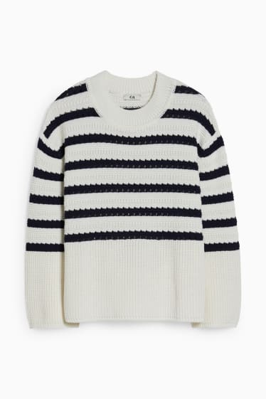 Women - Jumper - striped - cremewhite