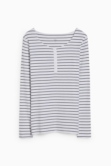 Donna - Maglia a maniche lunghe basic - a righe - bianco / blu