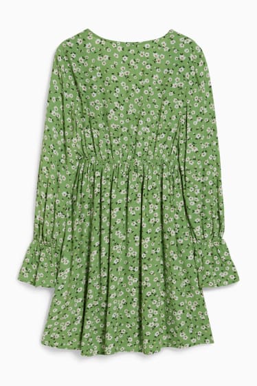 Jóvenes - CLOCKHOUSE - vestido - de flores - verde claro