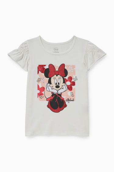Niños - Minnie Mouse - camiseta de manga corta - brillos - blanco roto