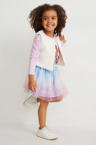 Kinderen - Frozen - set - longsleeve, gilet en rok - lichtpaars