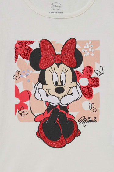 Kinder - Minnie Maus - Kurzarmshirt - Glanz-Effekt - cremeweiß