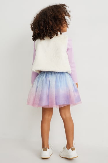 Kinderen - Frozen - set - longsleeve, gilet en rok - lichtpaars