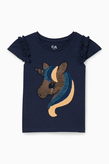 Niños - Camiseta de manga corta - brillos - azul oscuro