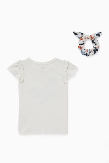 Enfants - Ensemble - T-shirt et chouchou - 2 pièces - blanc crème