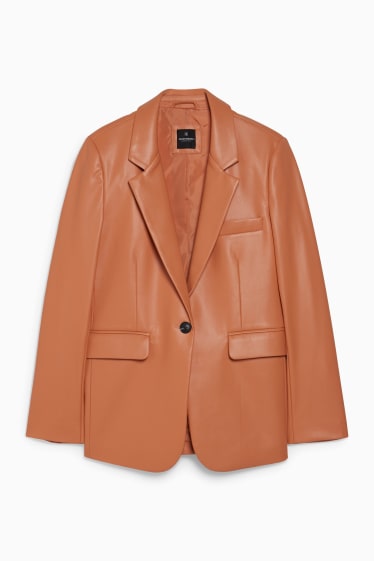 Dames - CLOCKHOUSE - blazer - imitatieleer - oranje