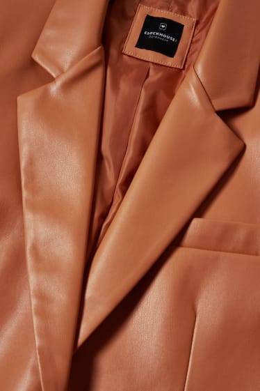 Dames - CLOCKHOUSE - blazer - imitatieleer - oranje
