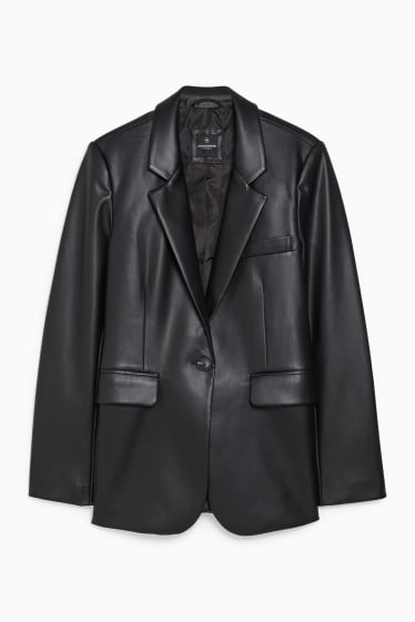 Dames - CLOCKHOUSE - blazer - imitatieleer - zwart