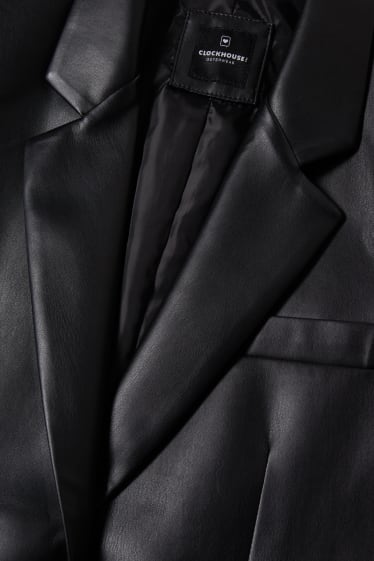 Dames - CLOCKHOUSE - blazer - imitatieleer - zwart