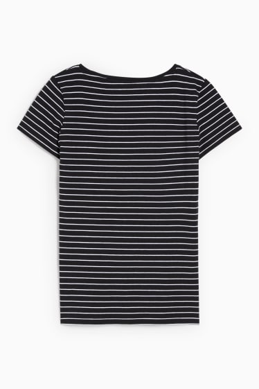 Dames - Basic T-shirt - gestreept - zwart / wit