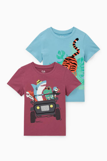 Niños - Pack de 2 - camisetas de manga corta - burdeos