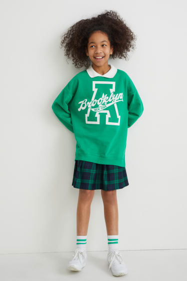Bambine - Set - felpa e gonna - 2 pezzi - verde