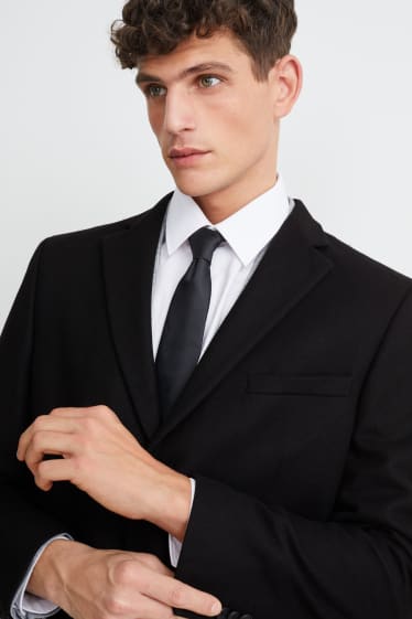 Herren - Mantel - Schurwoll-Mix - schwarz