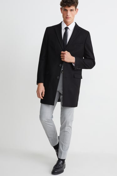 Herren - Mantel - Schurwoll-Mix - schwarz