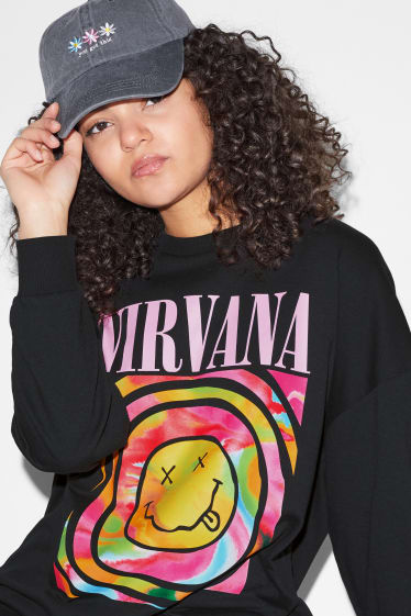 Tieners & jongvolwassenen - CLOCKHOUSE - sweatshirt - Nirvana - zwart