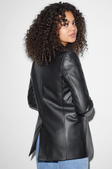 Dames - CLOCKHOUSE - blazer - imitatieleer - zwart