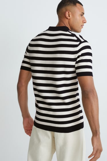 Men - Polo shirt - striped - black / white