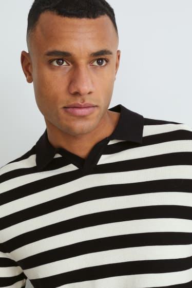 Men - Polo shirt - striped - black / white