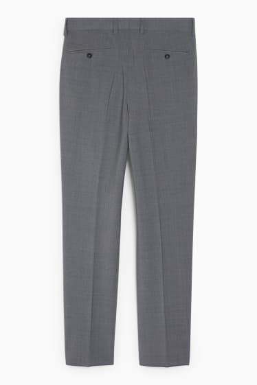 Hommes - Pantalon de costume - regular fit - matière extensible - laine vierge mélangée - gris