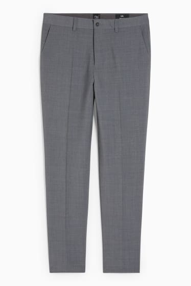 Home - Pantalons combinables - regular fit - stretch - mescla de llana verge - gris
