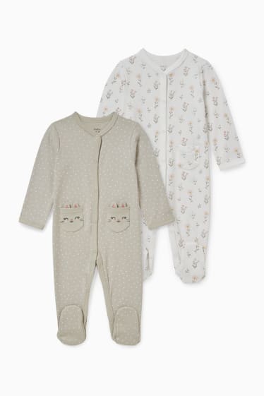 Bébés filles - Lot de 2 - pyjamas bébé - blanc crème