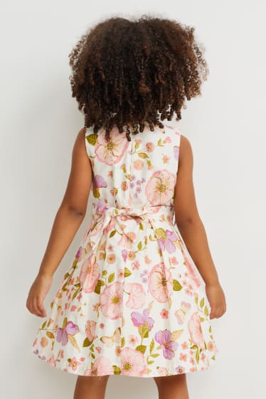 Enfants - Robe - style festif - motif floral - blanc / rose