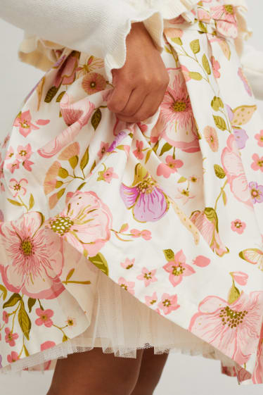 Enfants - Robe - style festif - motif floral - blanc / rose