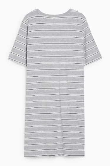 Damen - Nachthemd - gestreift - weiß / grau