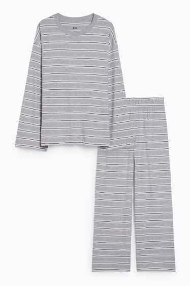 Mujer - Pijama - de rayas - gris claro