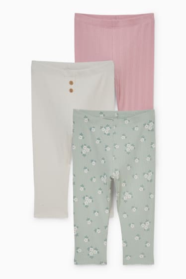 Neonate - Confezione da 3 - leggings per neonati - fucsia