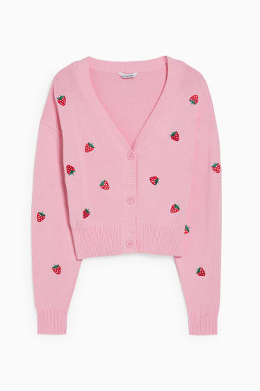 Teens & young adults - CLOCKHOUSE - cropped cardigan - patterned - pink
