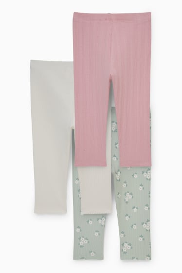 Neonate - Confezione da 3 - leggings per neonati - fucsia