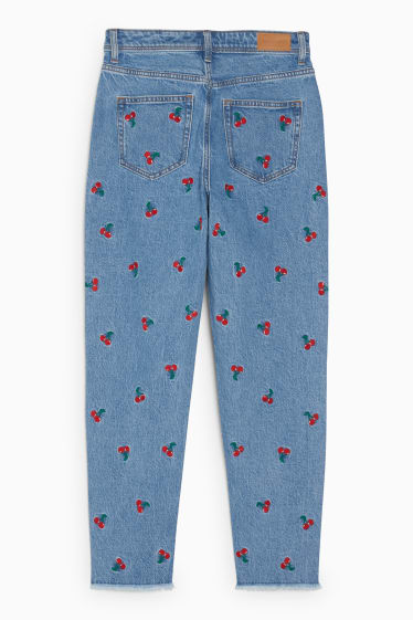 Women - CLOCKHOUSE - slim jeans - high waist - patterned - blue denim