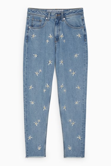 Femmes - CLOCKHOUSE - slim jean - high waist - à fleurs - jean bleu clair