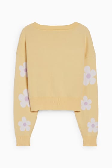 Femmes - CLOCKHOUSE - gilet de maille court - à fleurs - jaune