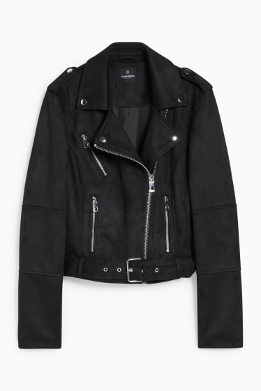 Mujer - CLOCKHOUSE - cazadora biker - antelina - negro