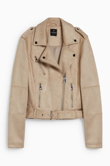 Damen - CLOCKHOUSE - Bikerjacke - Velourslederimitat - beige