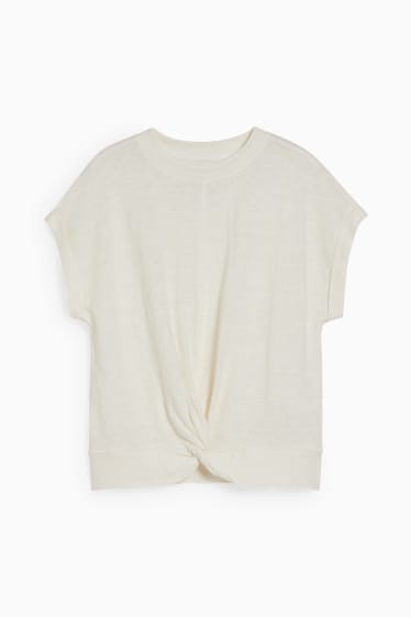 Bambine - Maglia a maniche corte con nodo - bianco crema