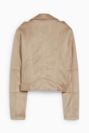 Damen - CLOCKHOUSE - Bikerjacke - Velourslederimitat - beige