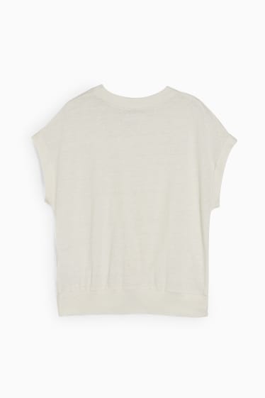 Bambine - Maglia a maniche corte con nodo - bianco crema