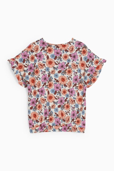 Dzieci - Koszulka z krótkim rękawem - w kwiatki - kremowobiały