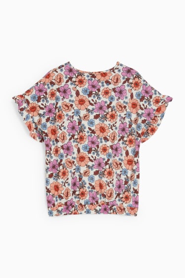 Enfants filles - T-shirt - à fleurs - blanc crème