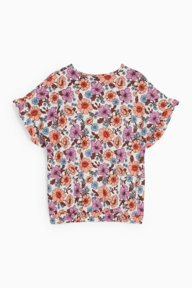 Enfants - T-shirt - à fleurs - blanc crème