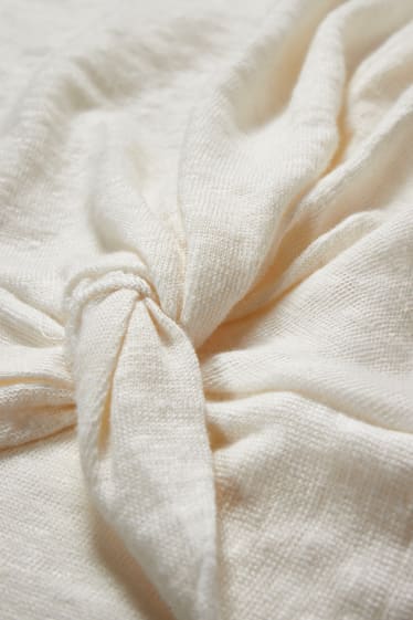 Bambine - Maglia a maniche corte con nodo - bianco crema