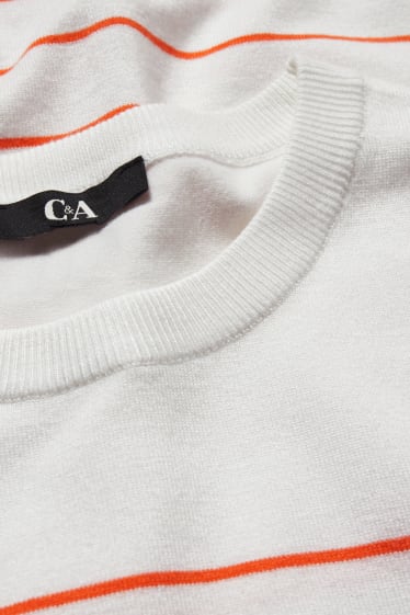 Donna - Maglione basic - a righe - arancione / bianco crema