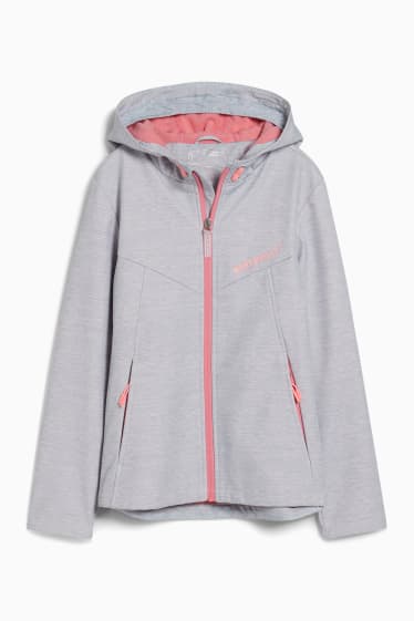 Bambini - Giacca softshell con cappuccio - grigio chiaro melange